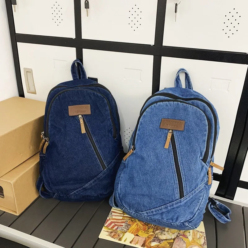 Mochila vaquera de gran capacidad para mujer, morral escolar de viaje para chicas adolescentes, color azul, 2023