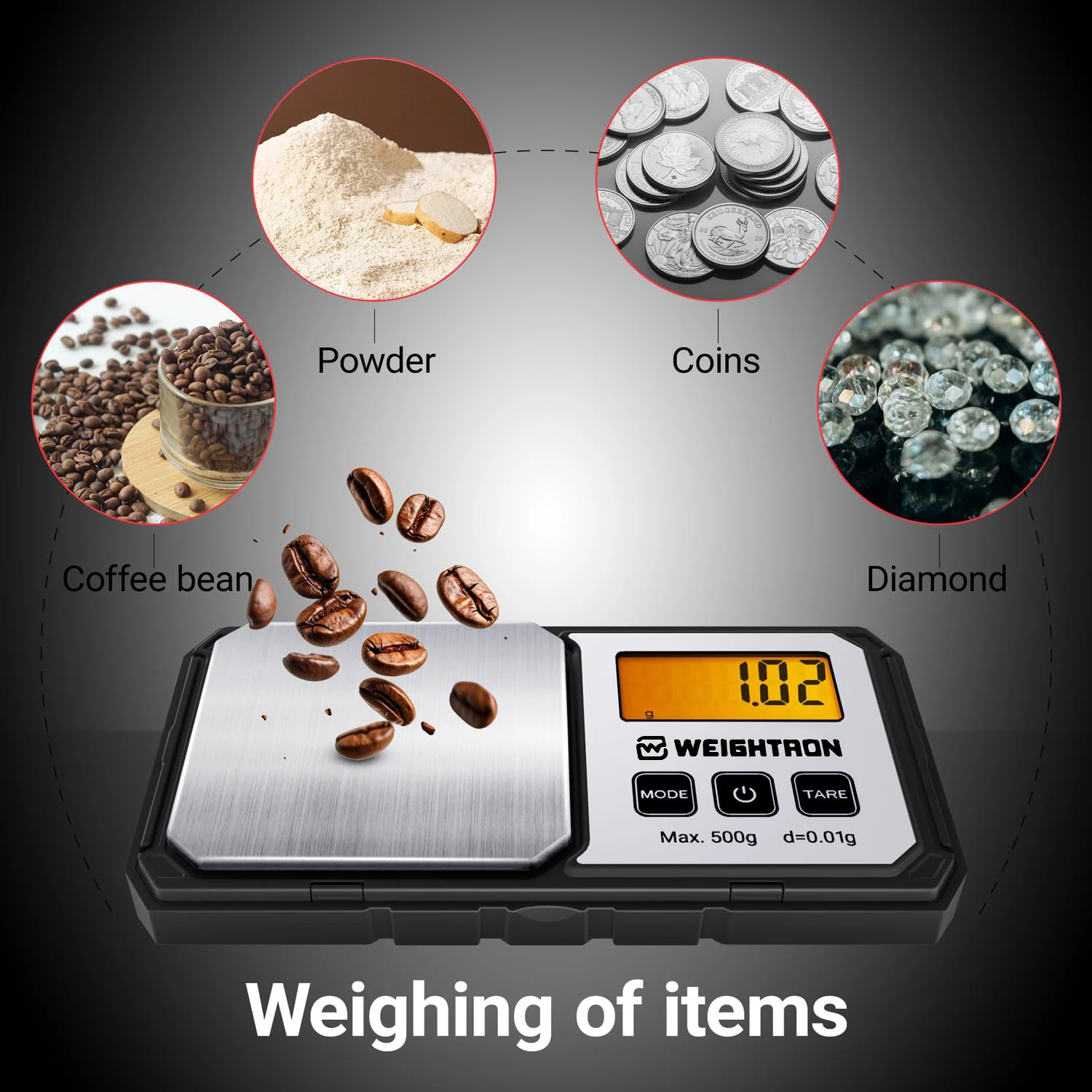 Digital Pocket Gram Scale 500g x 0.01g Small High Precision Portable Scale Digital Weight Grams and Oz 50g Cal Weights