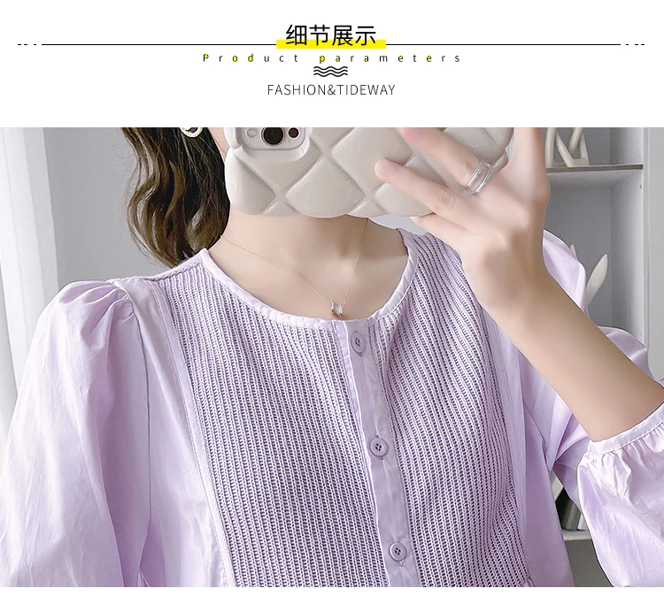 Autumn Maternity Fashion Loose Shirts Drawstring Long Sleeve O-neck Button Fly Pregnant Woman Pleated Blouses Purple White maternity tops