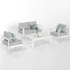 Solaste Outdoor Aluminum Furniture Set - 4 Pieces Patio Sectional Chat Sofa Conversation Set with Table,White 2
