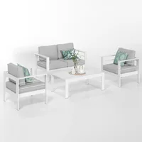Solaste Outdoor Aluminum Furniture Set - 4 Pieces Patio Sectional Chat Sofa Conversation Set with Table,White 2