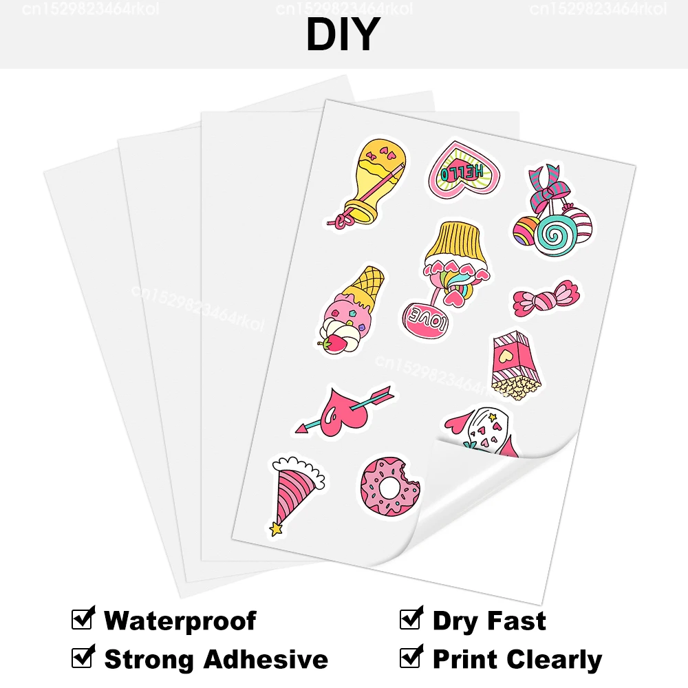 인쇄용 비닐 스티커 용지, 무광택 흰색 A4 용지, 잉크젯 프린터용 자체 접착 라벨 스티커, DIY 복사 용지, 100 매