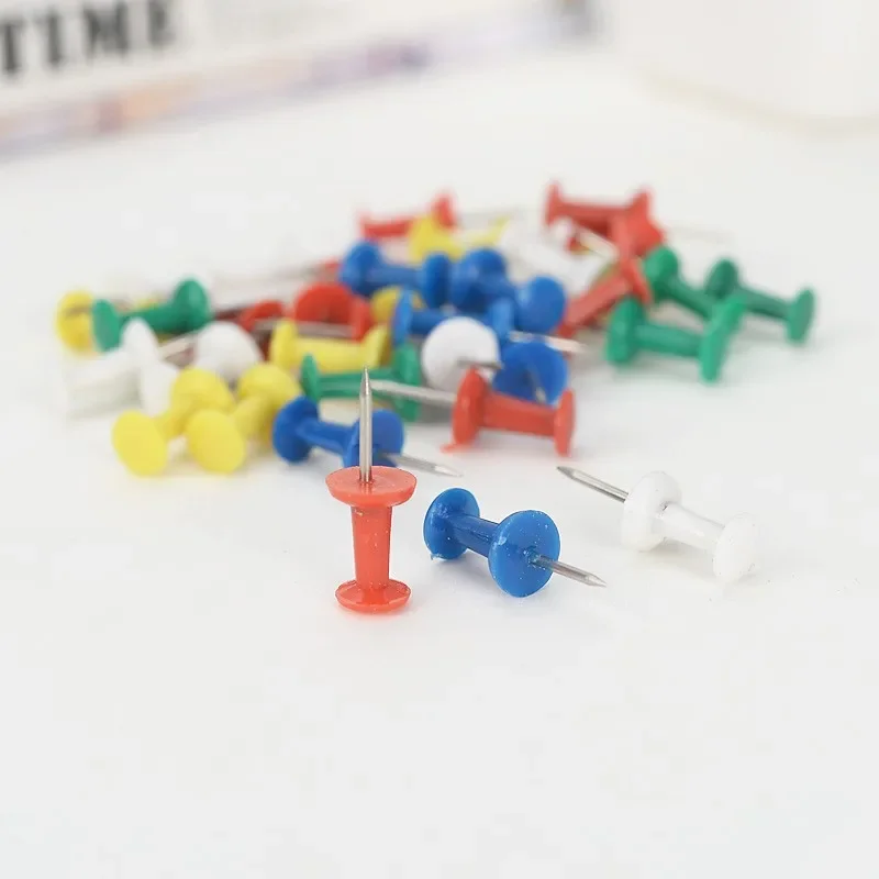 100PCS Binding Cork Board Safety Colored Plastic Pin Big Head Push Needle Pins Drawing Photo Wall Studs Office School Supplies