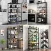 5 Tier Metal Storage Shelves with Wheels Heavy Duty Foldable Garage Shelving Unit for Easy Organization Ideal for Kitchen Garage 5