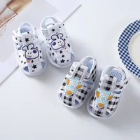 Summer Newborn Baby Boys Girls Cartoon Printing Canvas Shoes Hollow Soft Crib Shoes Infant First Walker Anti Slip Casual Sandals 3