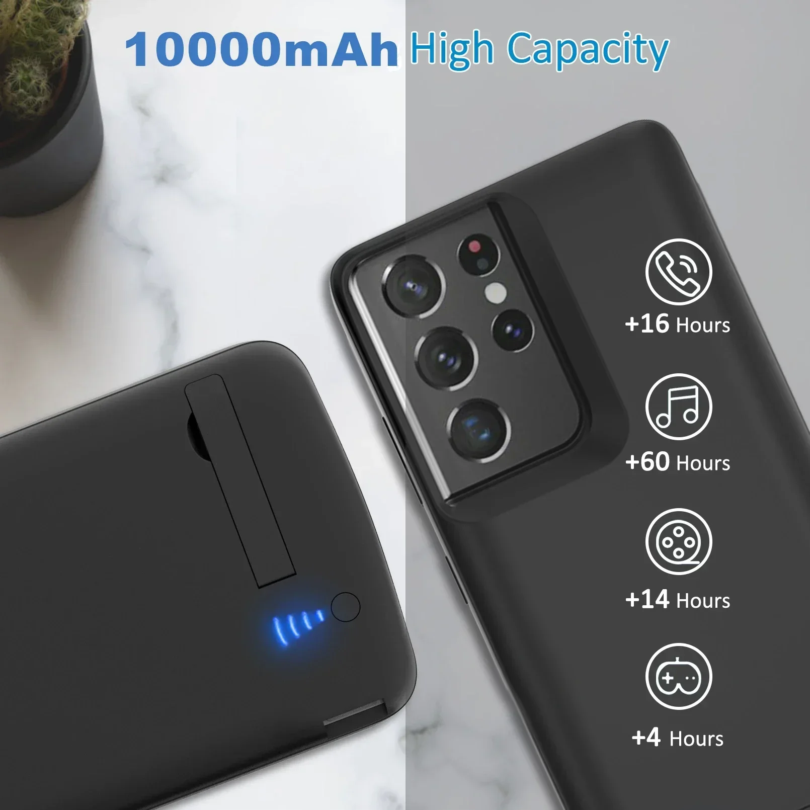 Power Bank 10000Mah Battery Case For Samsung Galaxy S24 S23 Ultra S22 S8 S10 S10e Note 20 8 9 10 S20 FE Plus S21 + Ultra