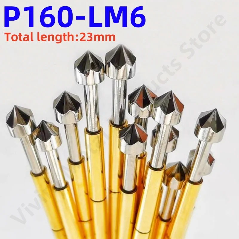100PCS P160-LM6 Spring Test Probe Brass Tube Spring Test Pin 23mm Needle Dia 1.36mm Pogo Pin P160-LM Head Dia 3.0mm Test Tool