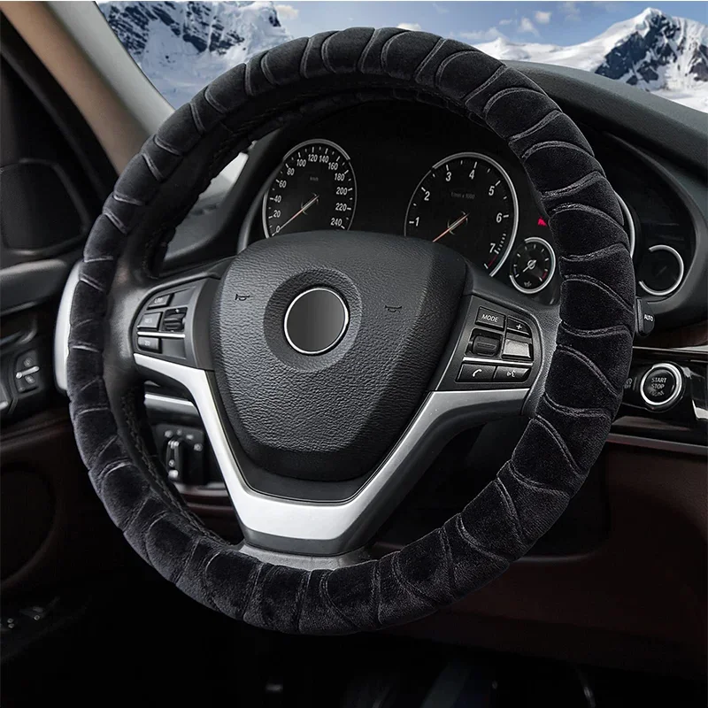 Coprivolante universale per auto da 37-39 cm Coprivolante invernale morbido e caldo in peluche Accessori per la decorazione di interni auto - Image 2