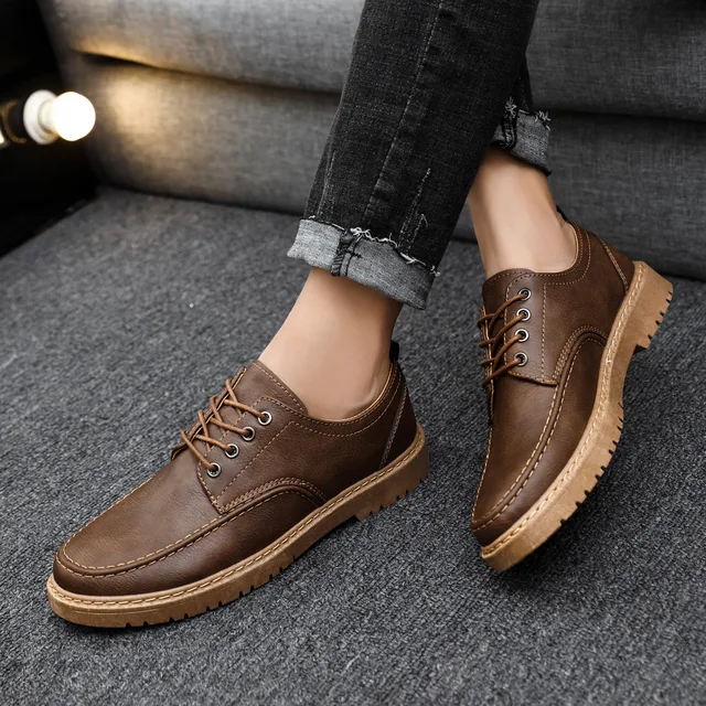 Men Leather Shoes Business Dress Shoes All-Match Casual Shoes Shock-Absorbing Footwear Wear-Resistant 2