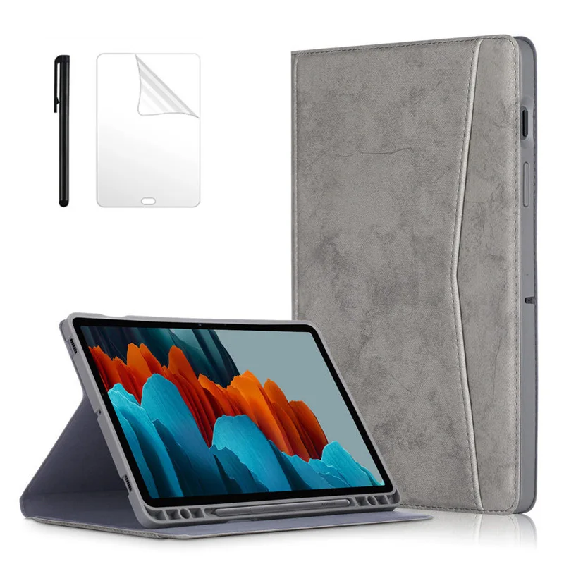 

Чехол из ПУ кожи для Samsung Galaxy Tab S7 T870 T875 11 2020, чехол для Galaxy Tab S7 T870 T875 11 дюймов, чехол для планшета + пленка + ручка