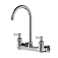 ก๊อกน้ําผสมติดผนังสองรู - ก๊อกน้ําอ่างล้างจานเชิงพาณิชย์ทองแดงพร้อมหัวฉีดสวิงและคอห่านหมุนสําหรับอ่างล้างหน้าในครัว 2