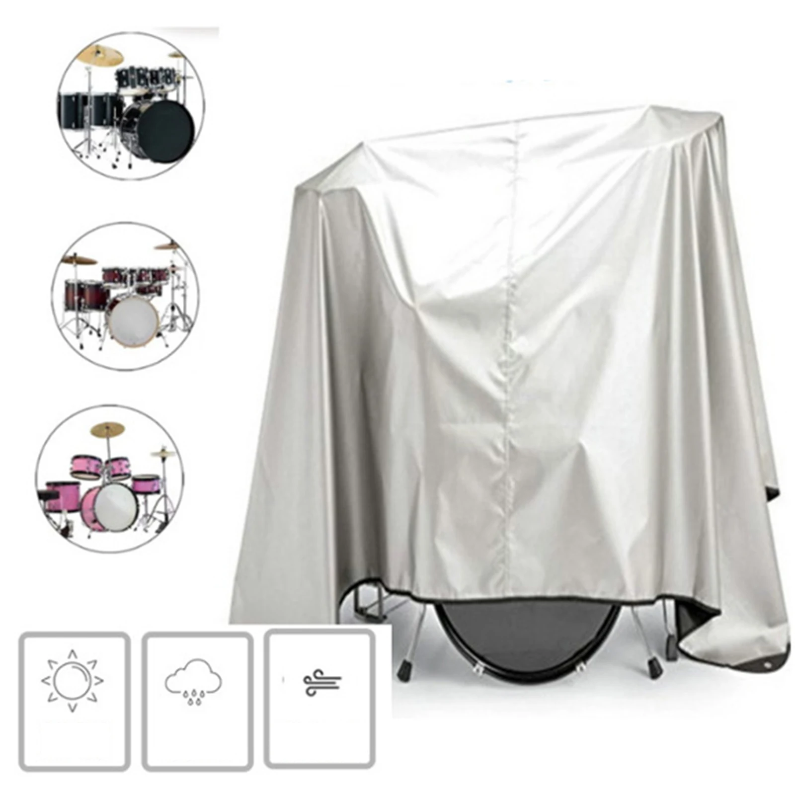 Description Picture 3 of itemDrum Accessory Windproof Drum Set Dust Cover for Outdoor Music Rooms Indoors Drum Set Accessory Dust Cover in Weighted Corners
