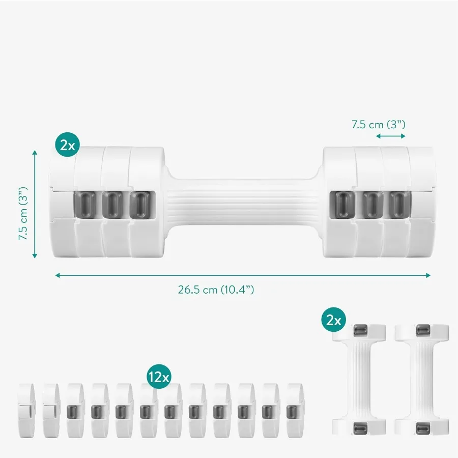 Adjustable Dumbbells Set - Exercise Hand Weights for Women & Men - Compact Free Weight Sets with Non-Slip Grip, Robust ABS Shell