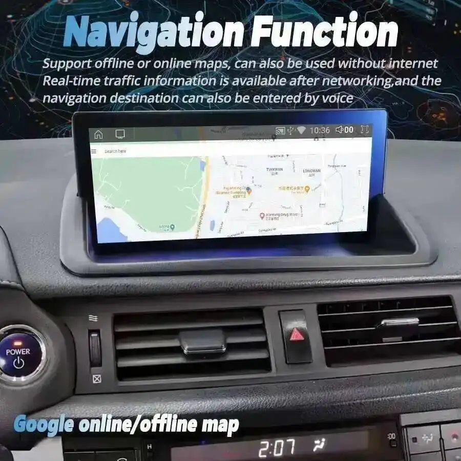Android 14Car Radio incorporado 360 DSP pantalla AHD para Lexus CT CT200 CT200h 2012-2020 Navi 10,25 pulgadas Bluetooth Wifi 256GB Carplay 4