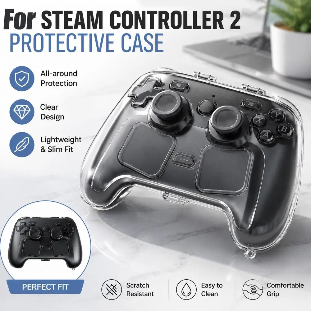 Transparente schwarze Schutzhülle gegen Stürze für Steam Controller 2_voghion.com