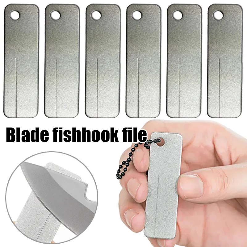 Fishing Hook Sharpener Portable Diamond Stone Fish Hook Sharpen Tools Knife  Whetstone Keychain for Outdoor Fishing Accessories