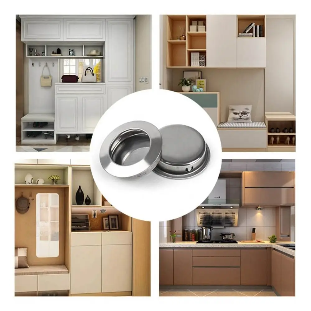 Description Picture 6 of itemDoor Handles Stainless Steel Door Knobs Recessed Invisible Handle Cabinet Pulls Proof Door Round Sliding Handle Pull