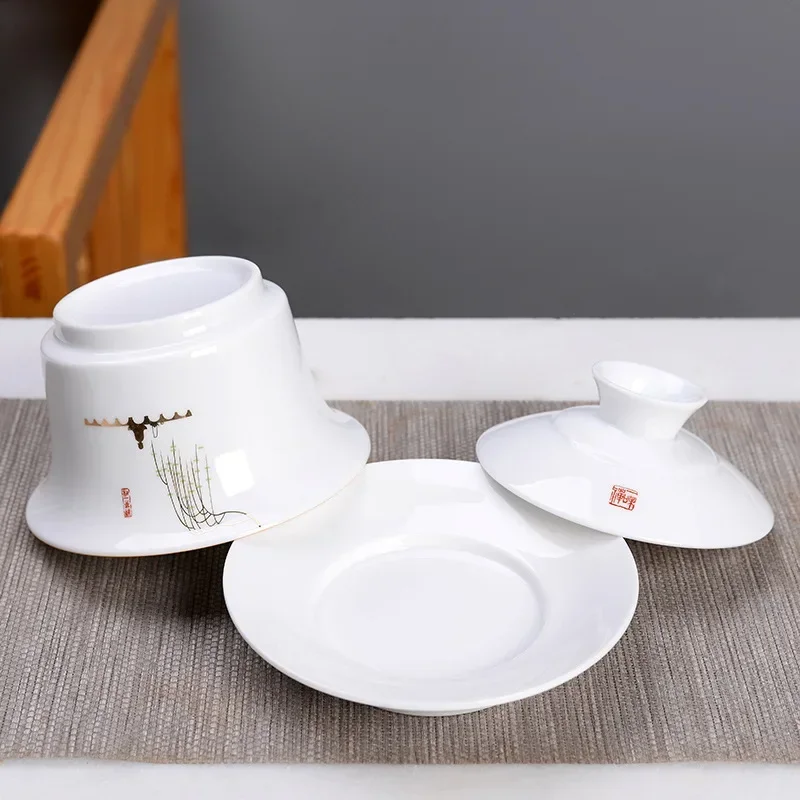 Large Ceramic Gaiwan Handmade Teacup Travel Tea Bowl Chinese Household Teaware Drinkware Personal Cup Tea Ceremony 220ml