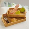 Stackable Woven Rattan Storage Basket - Organizer with Wooden Handle for Home Kitchen Bathroom Bedroom Hotel  Shelf  Storage Box 2