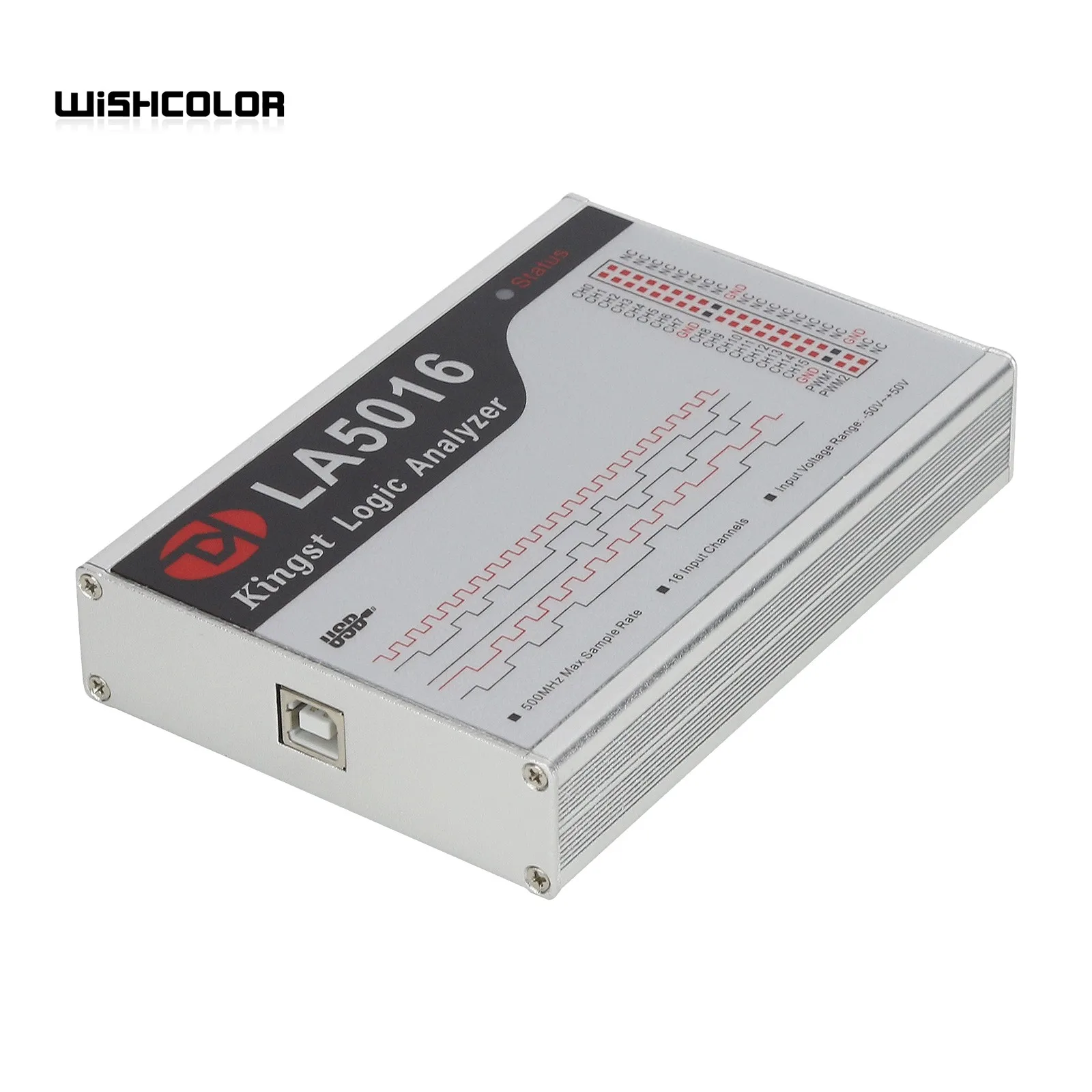 Wishcolor USB 로직 분석기, 16 채널 최대 샘플링 속도 500M, 10G 깊이 조절 가능 PWM 출력, LA5016