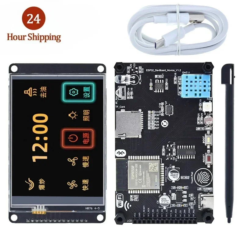 

Макетная плата ESP32 с CH340 3,2 дюймов 240x320 мультисенсорный ЖК-экран Встроенный Bluetooth Wifi датчик температуры и влажности