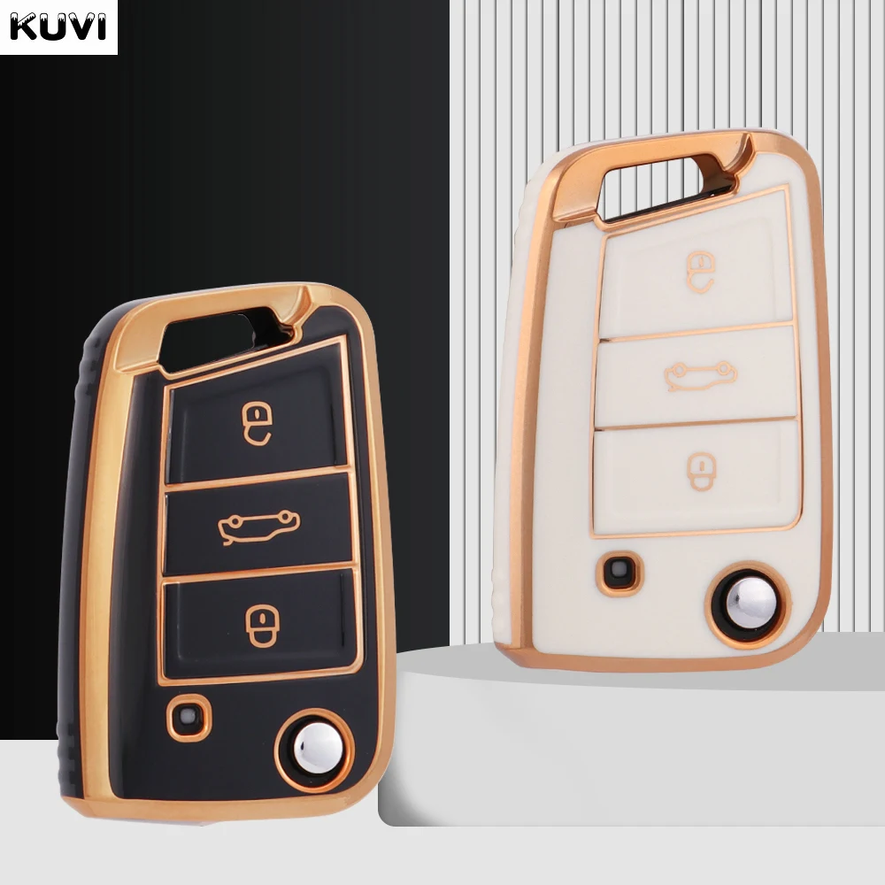 Car Key Case Cover For VW Volkswagen Golf 7 MK7 Tiguan MK2 Skoda Octavia Kodiaq Karoq Seat Ateca Leon