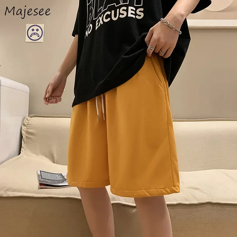 

Wide Leg Shorts Summer Casual Joggers Loose Solid Candy Colors M-5XL Knee-length Harajuku All-match Clothing Handsome College