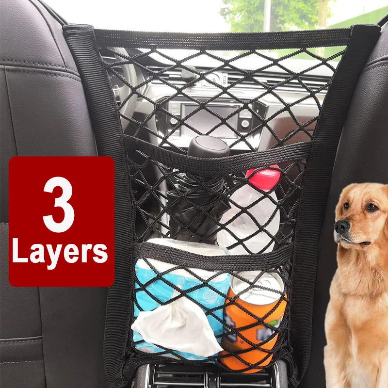 

1Pc Universal Elastic Polyester Car Truck Seat Mesh Storage Net Bag with Hook Between Seats Organizer Holder Pocket