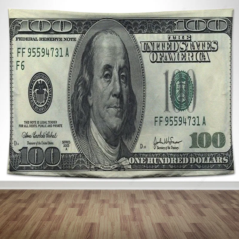 Hundred Dollars Tapestry Dollars Art Canvas Poster Curtain Money Sleeps Art Picture Wall Decor