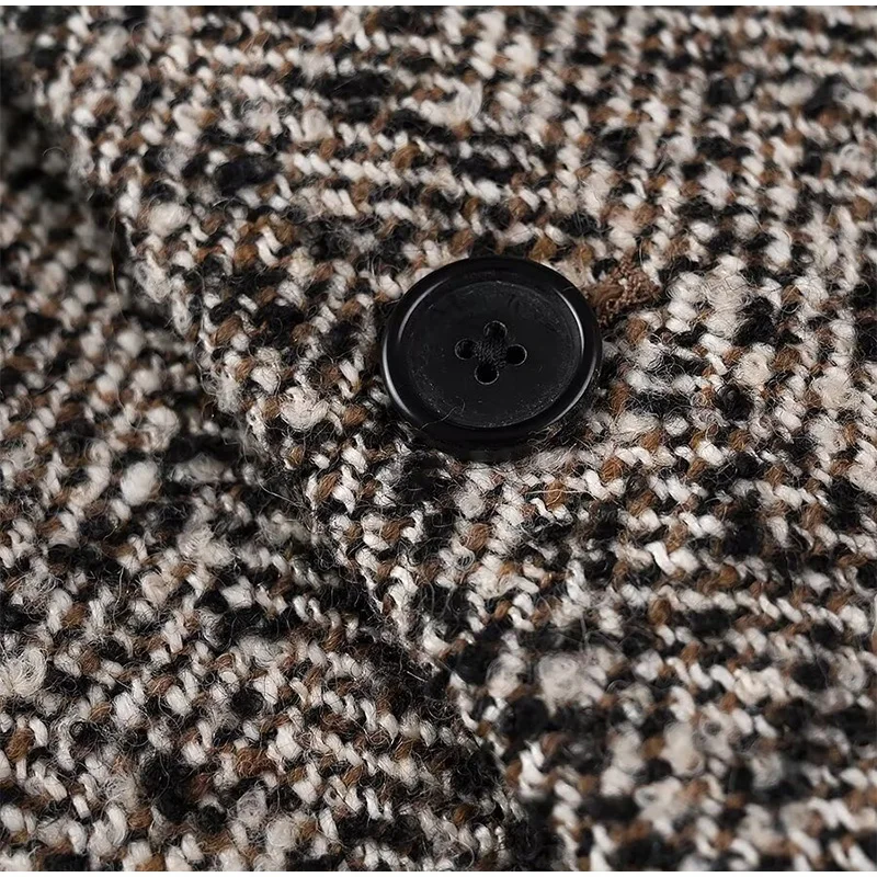 Winter With Belt Blazer Coat Women Loose Lapel Tweed Wool Blends Warm Jacket Fashion Temperament Commuting Lady Elegant Outwear