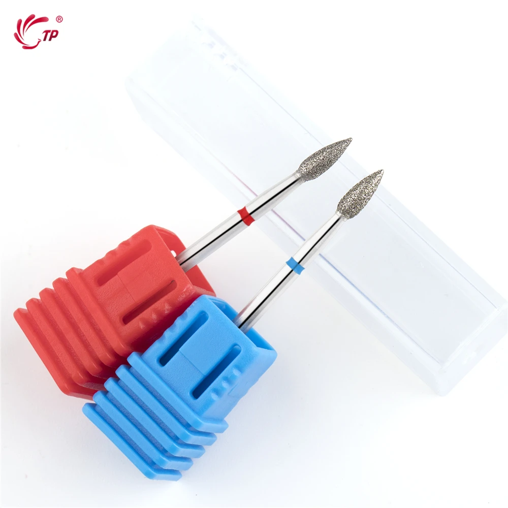 TP 2 개/몫 불꽃 네일 드릴 비트 러시아 매니큐어 손톱 큐티클 제거 도구에 대한 매니큐어 드릴 비트에 대한 다이아몬드 밀링 커터
