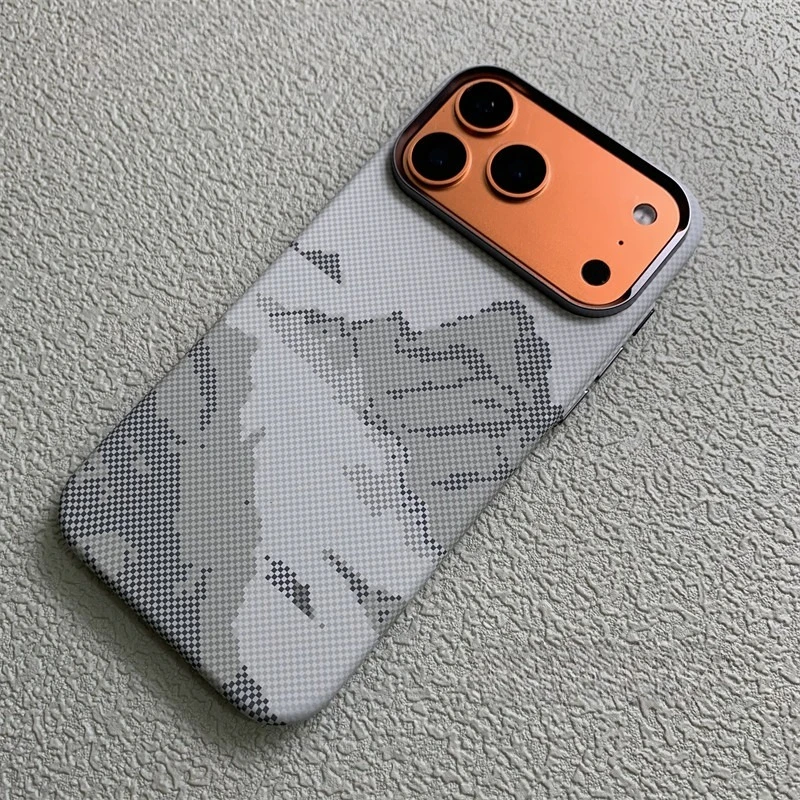 Carbon Fiber Texture Magnetic Phone Cover with Alloy Lens Protection and Enhanced Charging Capabilities