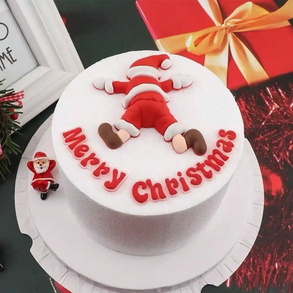 3 teile/satz Weihnachten Kuchen Dekor Cartoon Santa Claus Weihnachten Frohe Weihnachten Party Geschenk Kuchen Topper Dekoration Versorgung ﻿