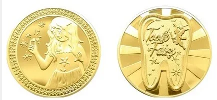 Tooth Fairy Gold Plated Commemorative Coin for Creative Kids Teeth Change Souvenir Christmas Dentistry Gifts