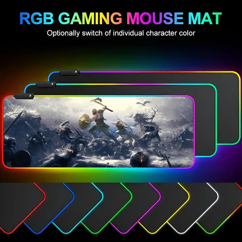 

Коврик для мыши G-Game GOD OF WARes, игровой коврик Rgb для мыши с подсветкой, аксессуары для ПК, игровая клавиатура с подсветкой, настольный протектор