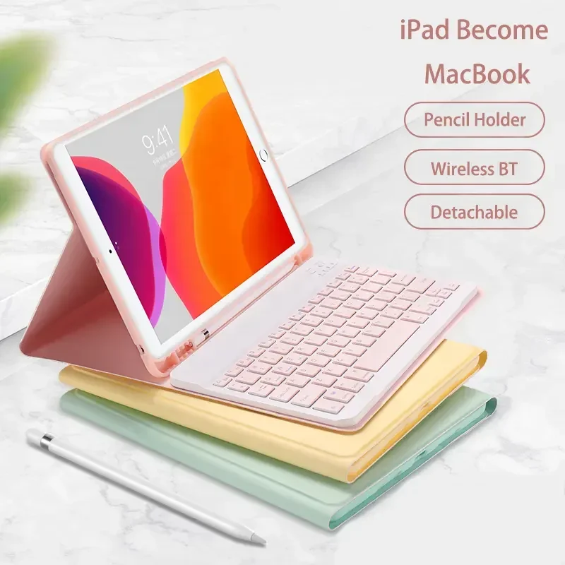 

Цветная Беспроводная Bluetooth-клавиатура, кожаная Магнитная клавиатура для iPad 9-го/8-го/7-го поколения, для iPad 10,2 дюйма с клавиатурой