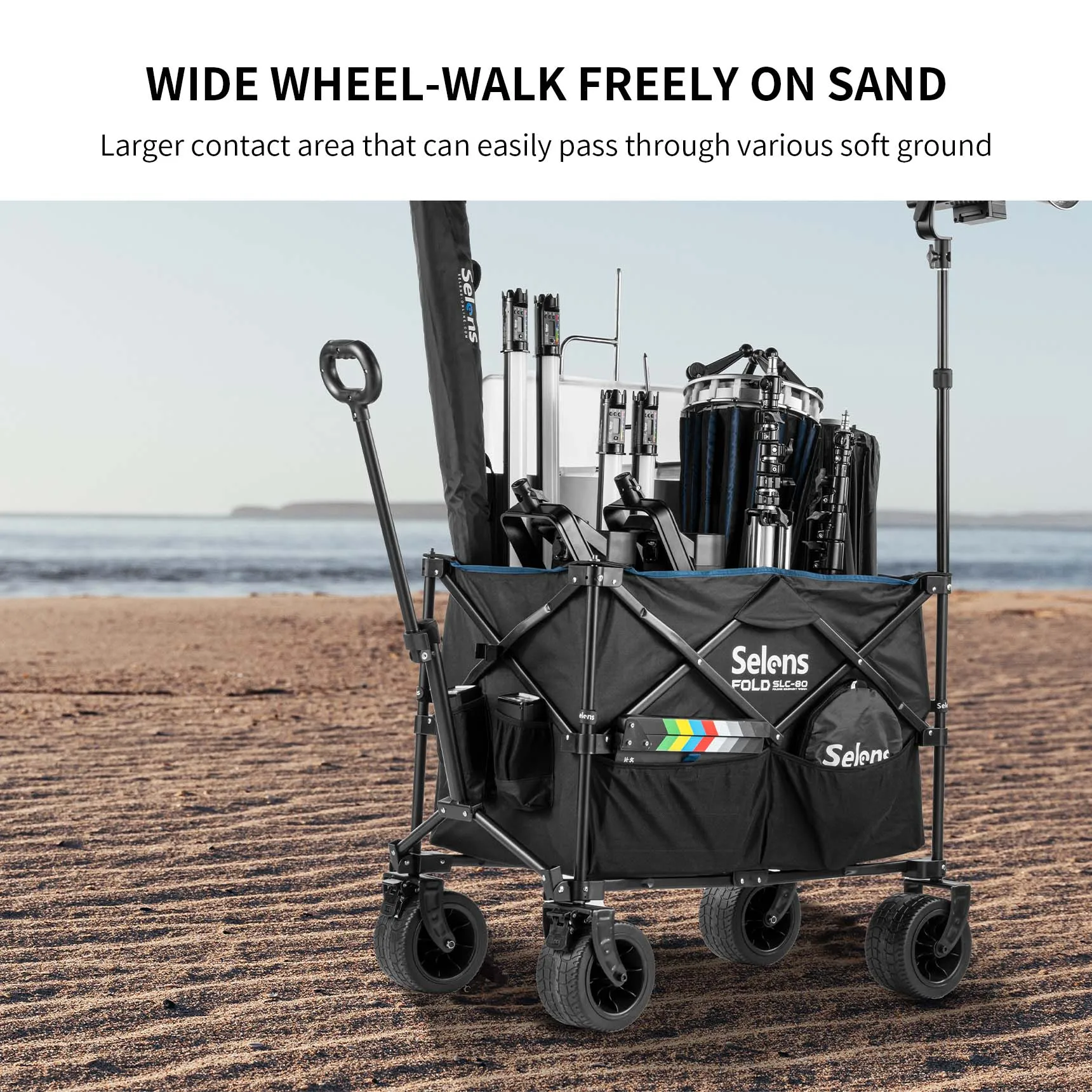 Chariot De Transport Pliable All Kids United – 90 L, 150 Kg, Roues XXL Avec Frein, Pour Plage, Camping, Courses