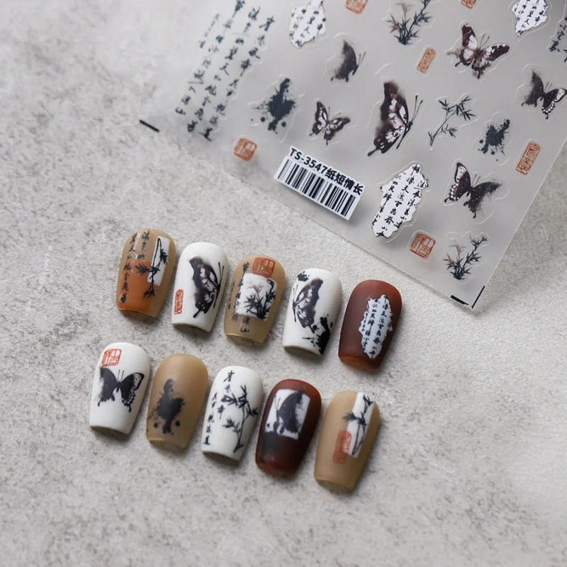 

[Meow.Sensei] Three-Dimensional Cartoon New Year Nail Glass Broken Nails Sticker Ornament TS-3547 Paper Short Love