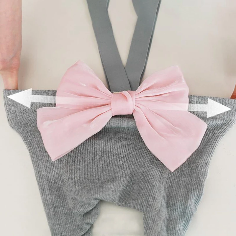 Pudcoco Toddler Girls Pantyhose Elastic Suspender Pants Bowknot Stockings Slim Fit Pantyhose Tights For Spring Fall 0-3T