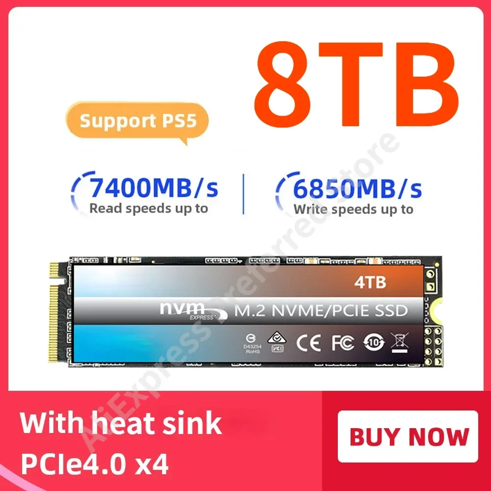 

PS5 SSD 4tb 1tb 2tb Pcie4.0 x4 SSD Nvme M2 2280 Dram Cache Hard Drive Internal Solid State Disk SSD Ps5 Desktop with Heatsink