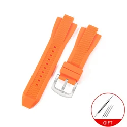 Durable Waterproof Silicone Rubber Watchband Bracelet Watch Strap Accessories - 13x29mm (Orange - Silver)