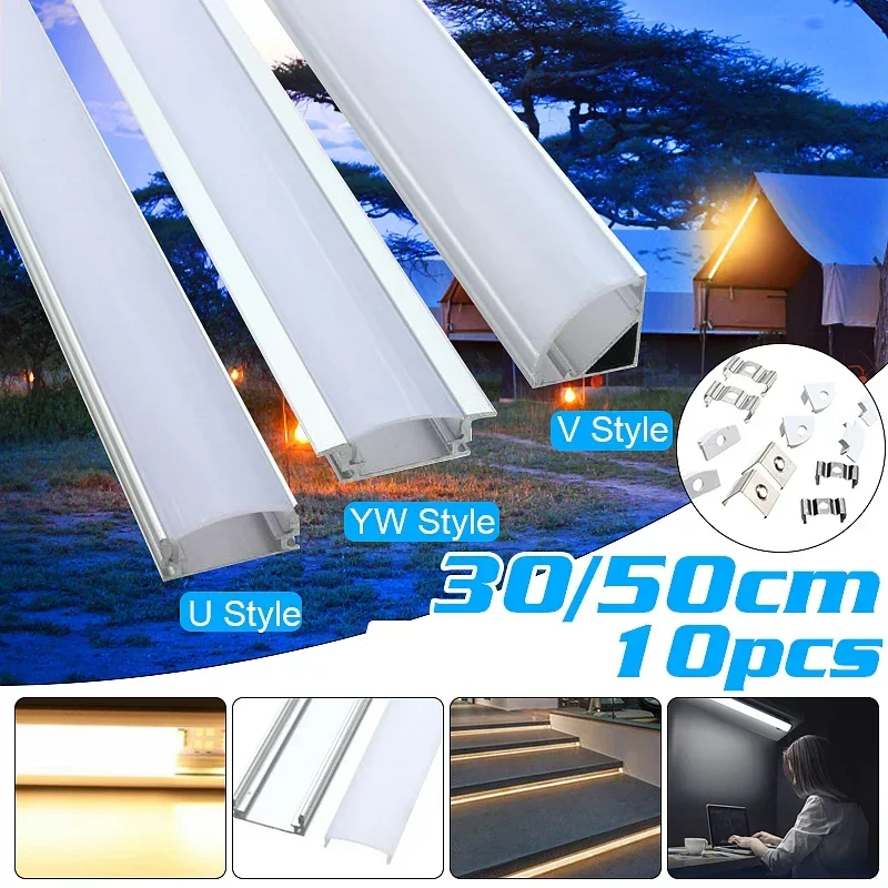 10PCS30CM50CMAluminumChannelLEDStripLightHolderCoverforLED