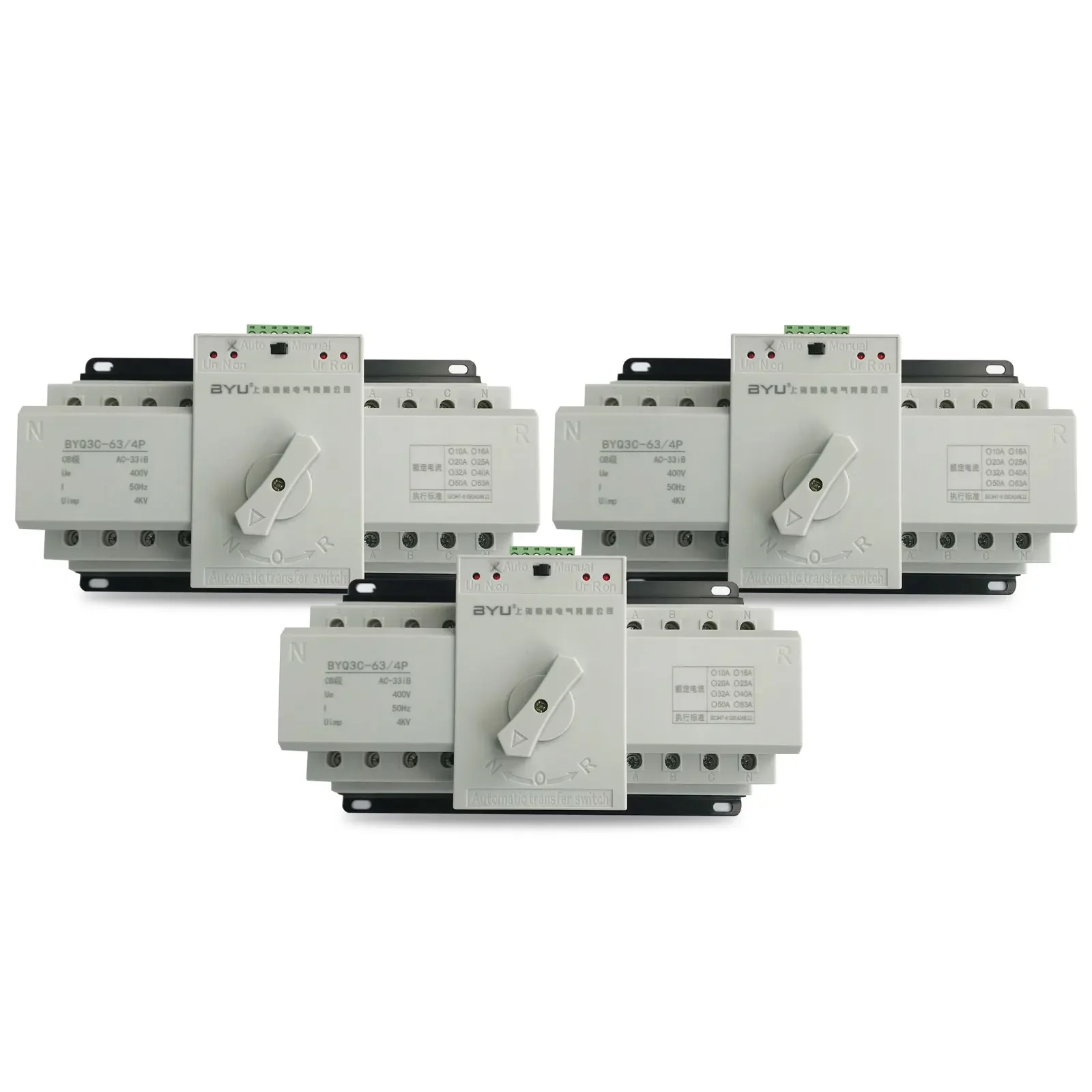 4P 3 phase 400V ATS Dual Power Automatic Transfer Switch Electrical Selector Switches Uninterrupted Power 63A 125A
