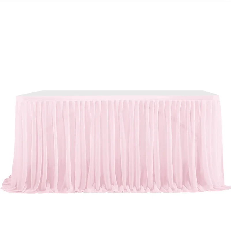 Party Table Skirt Birthday Pleated Dessert Tablecloth Cover Wedding Festive Table Skirting Baby Shower Home Decor 6/9FT table skirt