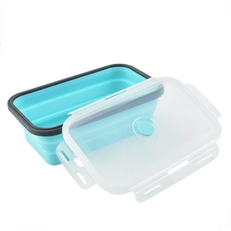 Square Silicone Preservation Box, Refrigerator, Outdoor Portable Lunch, Portable Box, Expandable and Foldable Silicone Lunch Box