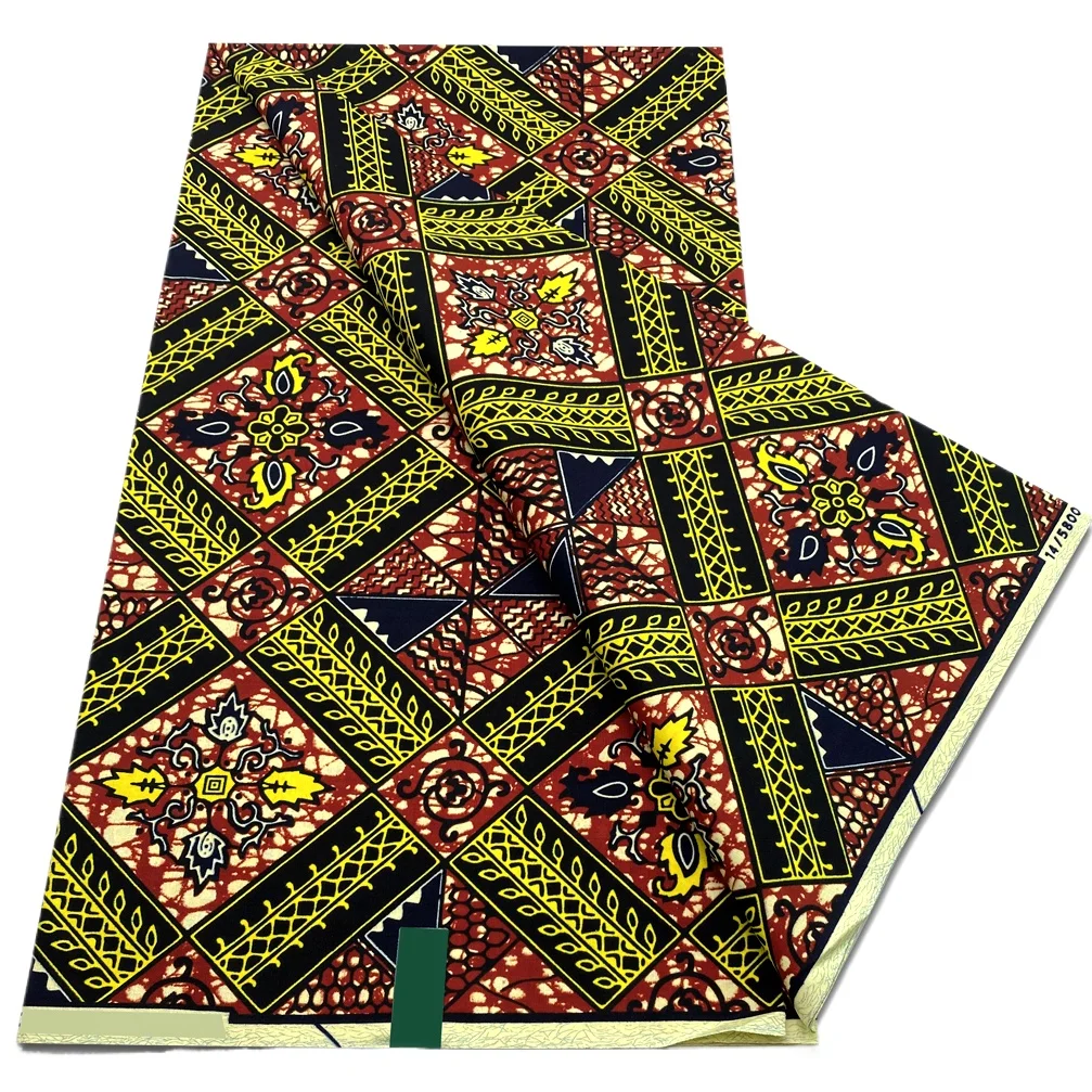 Wholesale Ankara Fabric Guaranteed Veritable Real African Wax Print Fabric 100% Cotton 6 yards Soft Material Wedding Dresses 1