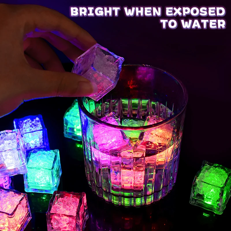 5/10pcs Led Ice Cube Waterproof Multicolor Flashing Glow in The Dark Ice Cube for Wedding Party Wine Bar Drinking Decoration