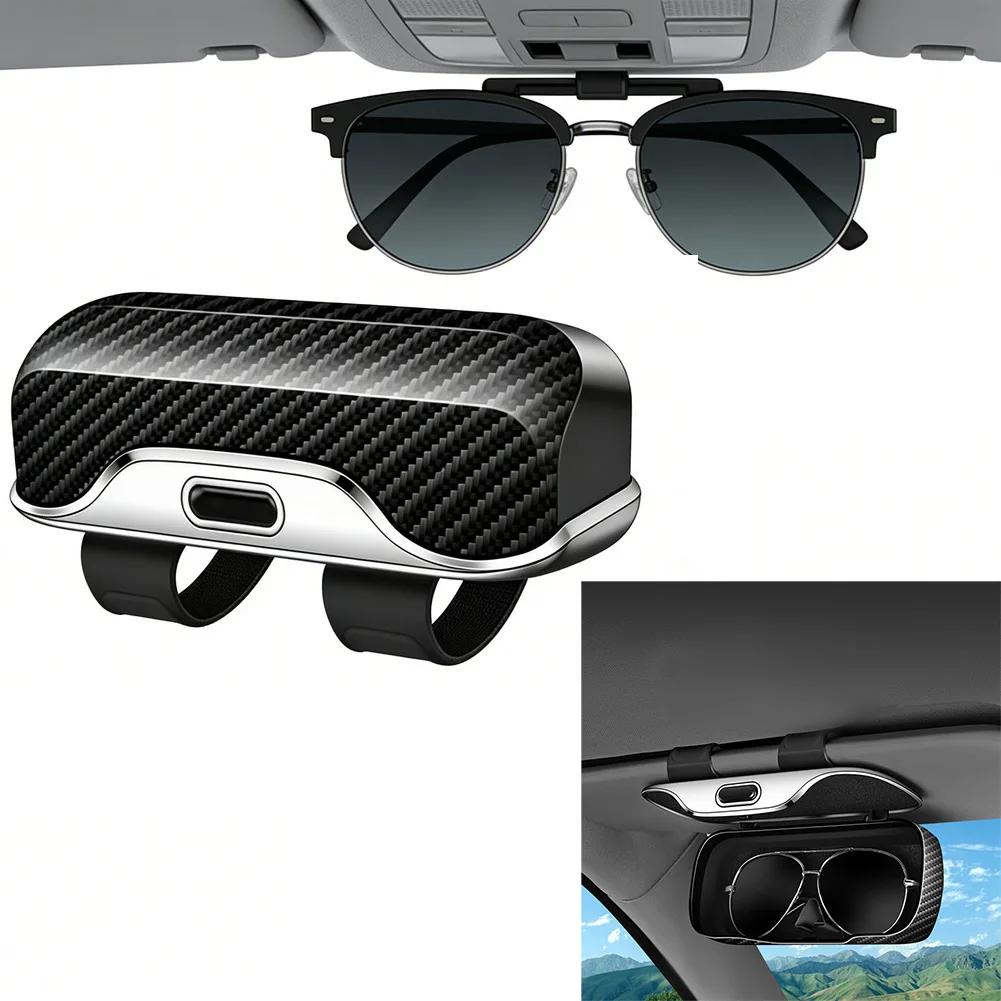 ABS 소재 탄소 섬유 질감 자동차 선바이저 안경 보관함 정리함 자동차 선글라스 홀더 안경 케이스
