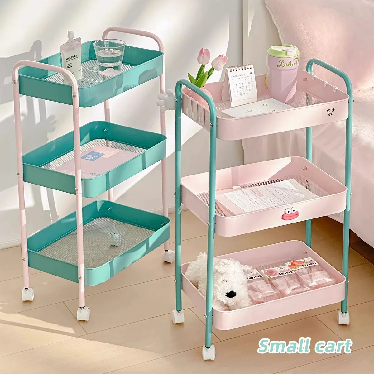 Trolley Storage Shelf Multi-layer Trolley Organizer Mobile Cosmetics Snack Storage Rack Bathroom Shelf rolling storage cart,storage rack