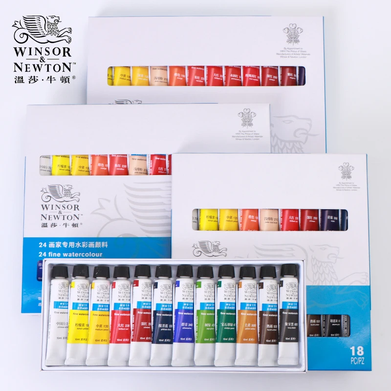 WINSOR & NEWTON Watercolor Paint Set 10ml Tubular 12 18 24 36 Colors Vivid Lightfast Colour Transparent Fine Smooth Paint watercolor painting set watercolor paint watercolor pigment